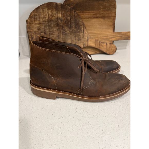 Clarks size 11.5 brown leather lace up mens boots booties - Picture 1 of 4